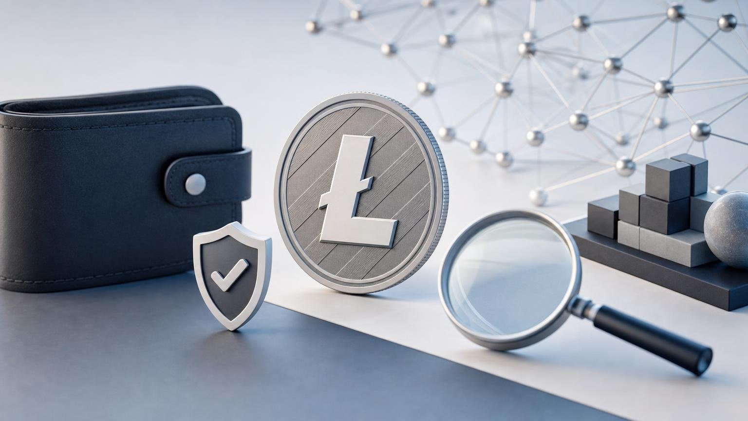 Litecoin holder comparing the destination address, network, amount, and exchange details before authorizing an LTC transaction